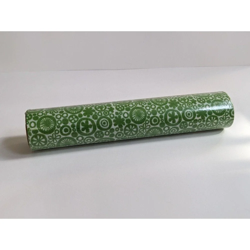 Vintage 70's Rubbermaid New Old Stock Shelf Drawer Liner Funky Mod Green Flowers
